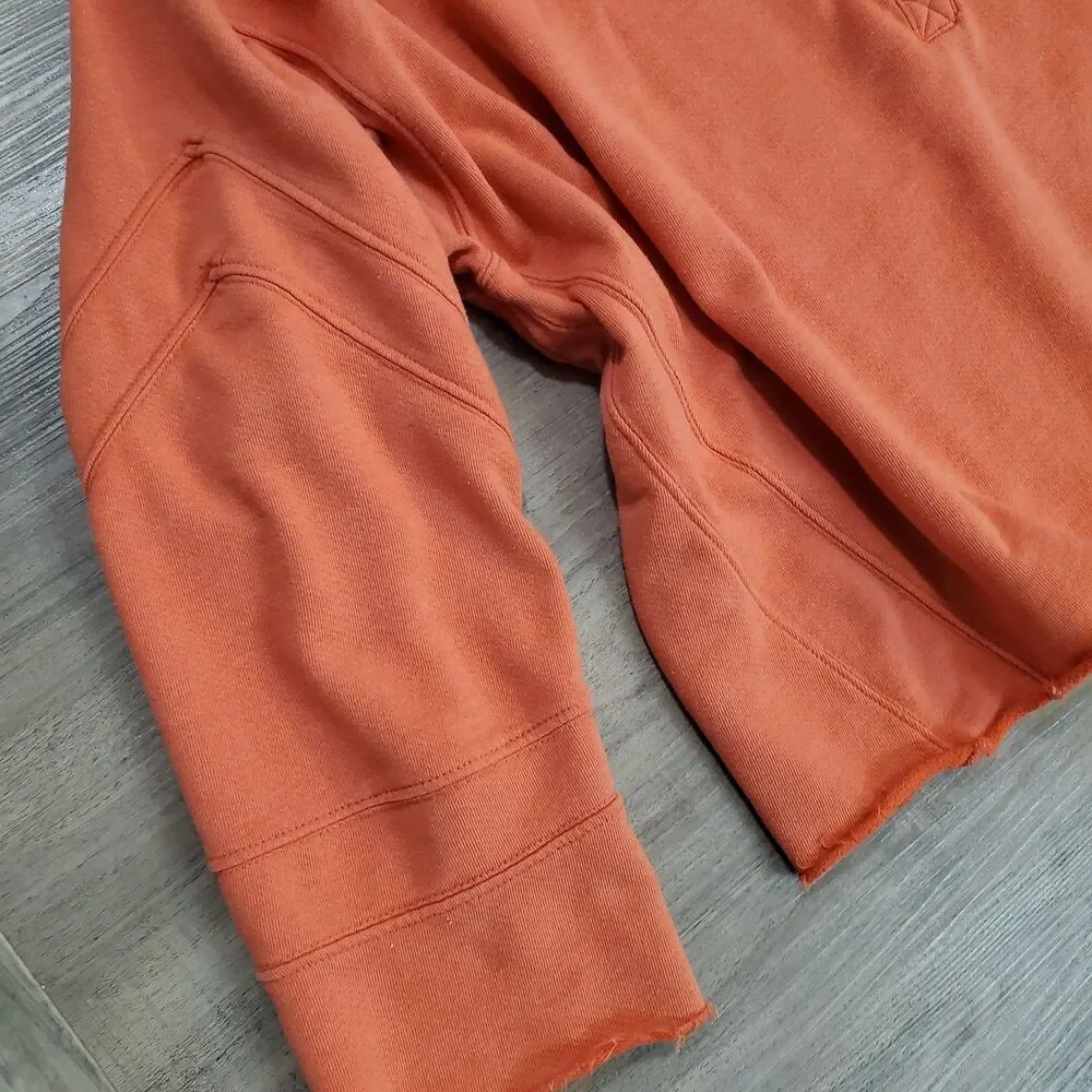 Free People Movement 1/2 Snap Raw Edge Crew Neck Sweatshirt Sz Sm